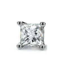 18k White Gold 4-prong Princess Diamond Single Stud Earring 0.16ctw (4.0mm Ea), H-i Color, Vs Clarity