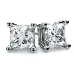 18k White Gold 4-prong Princess Diamond Stud Earrings (0.52 Ct. T.w., Si1-2 Clarity, H-i Color)