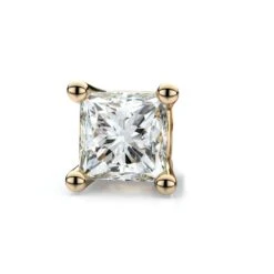 14k Yellow Gold 4-prong Princess Diamond Single Stud Earring 0.50ctw (5.5mm Ea), H-i Color, Vs Clarity