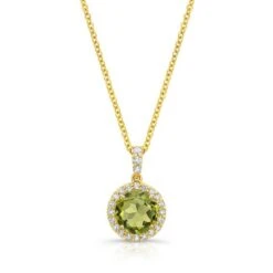 14ky Peridot & Diamond Pendant