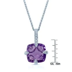 Amethyst And Diamond Pendant With Studded Prongs In 14k White Gold -Veloura Shop 50865amc ruler 7fd3376d a122 4990 a9c6 cd6c7e9fbd6c