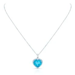 Blue Topaz And Diamond 14kw Heart Pendant -Veloura Shop 51009bt bust