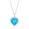 Blue Topaz And Diamond 14kw Heart Pendant -Veloura Shop 51009bt front