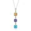 Multi-color Semi-precious And Diamond Dangle Pendant In 14k Two Tone -Veloura Shop 51739multi front 5