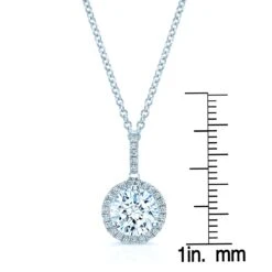 Diamond Round Halo Pendant Mounting With Studded Bail For 1ct Round Center In 14k White Gold -Veloura Shop 51803d3c cz ruler large 5bf27445 9e0b 4074 8a0c 594da451ad75