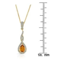 Citrine And Diamond Pendant In 14k Yellow Gold (1/4 Ct.tw.) -Veloura Shop 52035ctc ruler