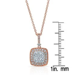 Diamond Pave Cluster Cushion Shaped Pendant In 14k Two Tone Gold (3/4 Ct.tw.) -Veloura Shop 52042d2c 150 ruler