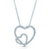 Diamond Pave Double Heart Pendant In 14k White Gold (1/3 Ct.tw.) -Veloura Shop 52045d3c 120 front