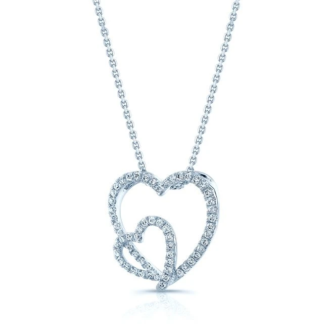 Diamond Pave Double Heart Pendant In 14k White Gold (1/3 Ct.tw.) 4 Diamond Pave Double Heart Pendant In 14k White Gold (1/3 Ct.tw.) - Image 2