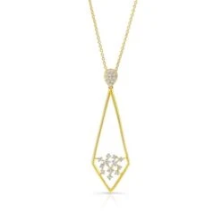 Diamond Pave Elongated Diamond Shaped Pendant In 14k Yellow Gold (1/3 Ct.tw.)