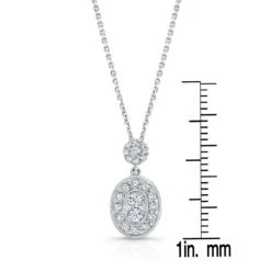 Diamond Oval Halo Dangle Pendant In 14k White Gold 0.33ctw 18 Inch Curb Chain 7 Diamond Oval Halo Dangle Pendant In 14k White Gold 0.33ctw 18 Inch Curb Chain -Veloura Shop 52062d2c 120 front ruler