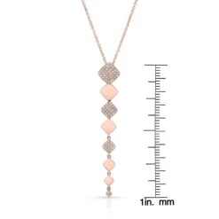Diamond Alternating Pave And High Polish Dangling Diamond Shape Pendant In 14k Rose Gold -Veloura Shop 52086d3c ruler