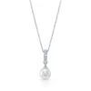 Cultured Pearl And Diamond Dangle Pendant With Prong-set Bail And Bezel Accent In 14k White Gold (8.0-8.5mm) (si)