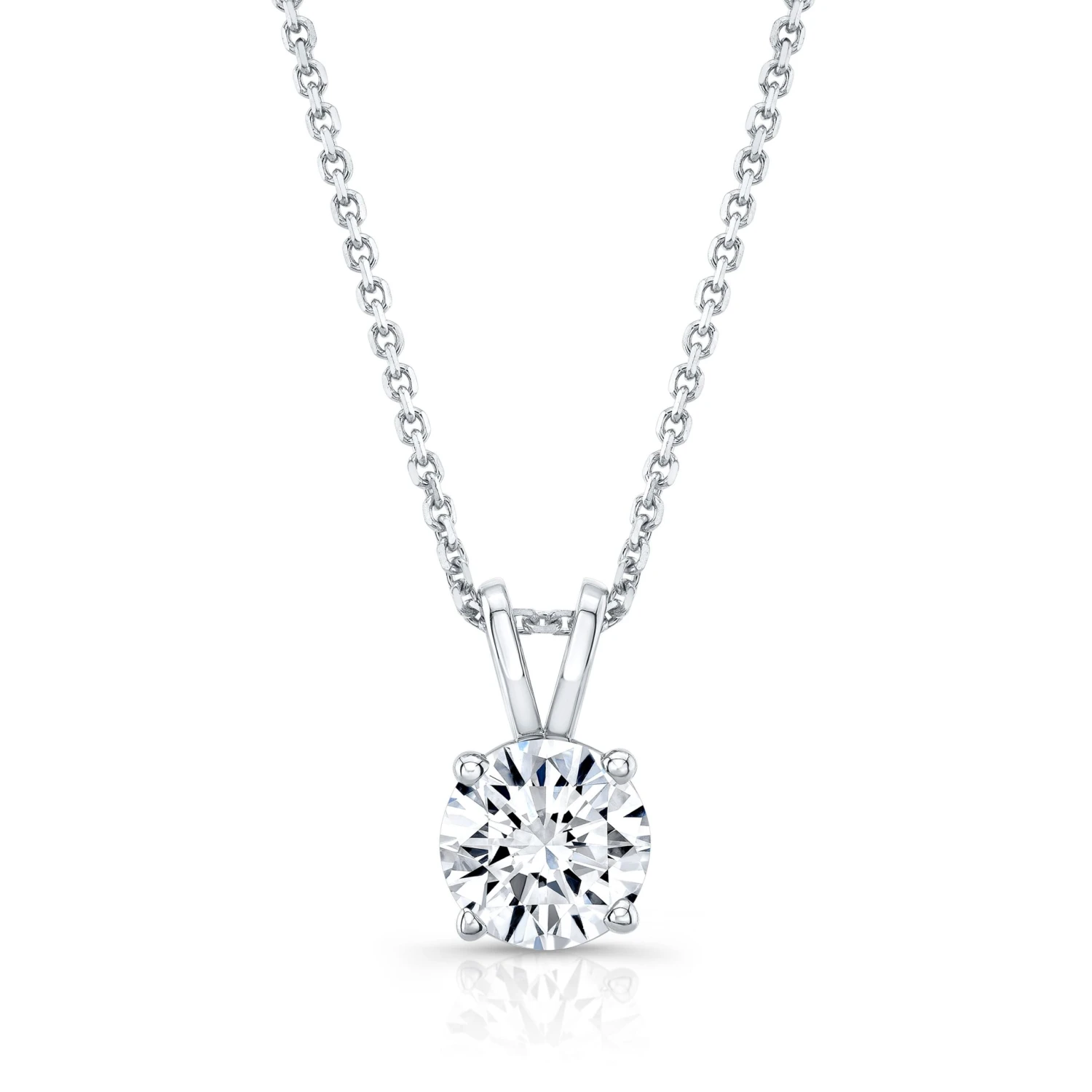 Round (full Cut) Diamond Solitaire Pendant In A 14k White Gold 4-prong Basket Setting, 0.25ct. T.w. (hi, Si1-si2) 3 Round (full Cut) Diamond Solitaire Pendant In A 14k White Gold 4-prong Basket Setting, 0.25ct. T.w. (hi, Si1-si2)