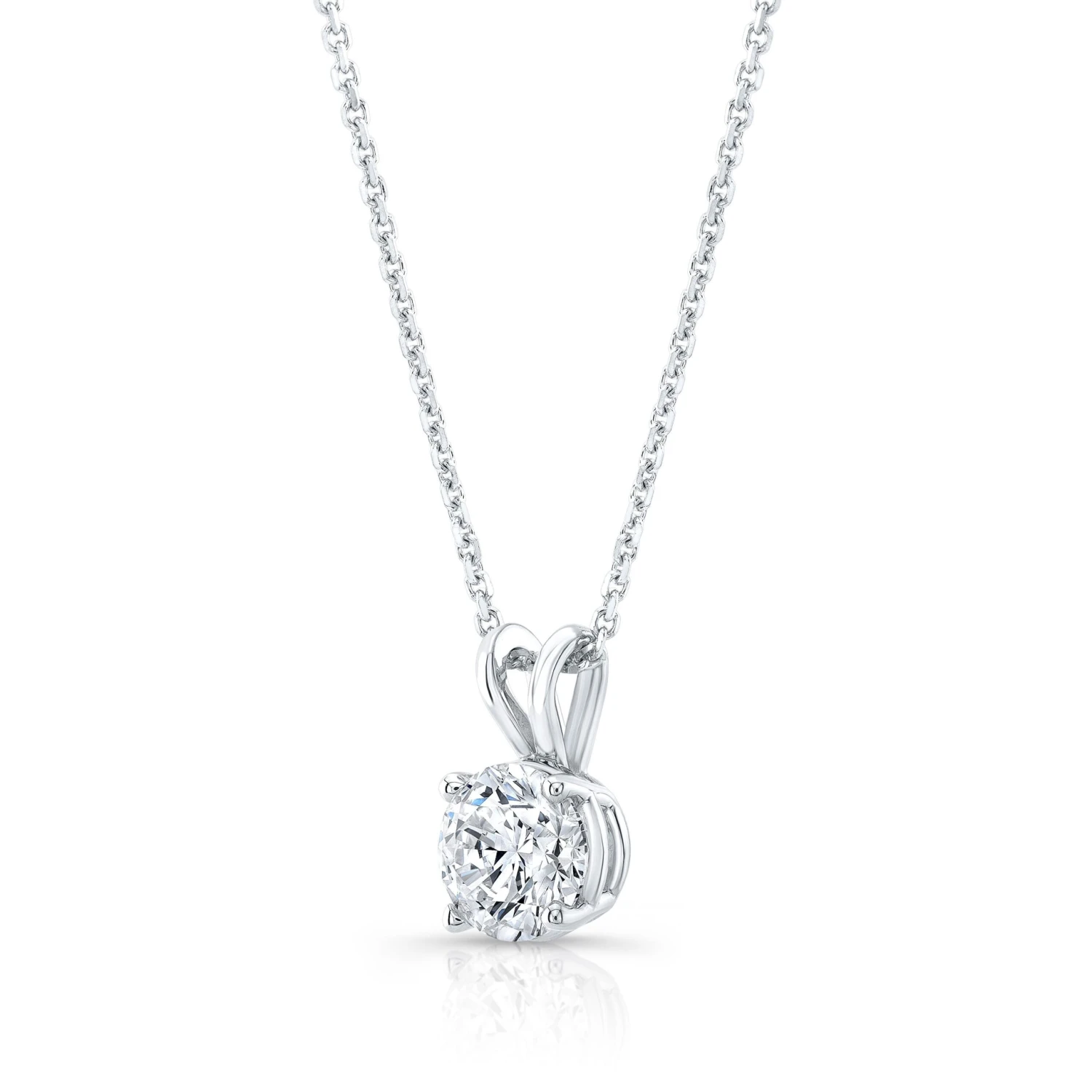 Round (full Cut) Diamond Solitaire Pendant In A 14k White Gold 4-prong Basket Setting, 0.25ct. T.w. (hi, Si1-si2) 4 Round (full Cut) Diamond Solitaire Pendant In A 14k White Gold 4-prong Basket Setting, 0.25ct. T.w. (hi, Si1-si2) - Image 2