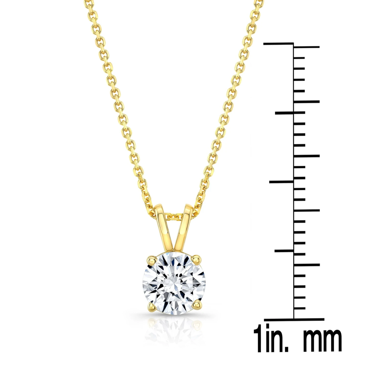 Round (full Cut) Diamond Solitaire Pendant In A 14k Yellow Gold 4-prong Basket Setting, 1ct. T.w. (hi, Si1-si2) 5 Round (full Cut) Diamond Solitaire Pendant In A 14k Yellow Gold 4-prong Basket Setting, 1ct. T.w. (hi, Si1-si2) - Image 3