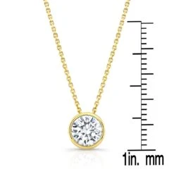Round (full Cut) Diamond Solitaire Pendant In A 14k Yellow Gold Bezel Slide Setting, 1ct. T.w. (hi, Si1-si2) -Veloura Shop 599002 rd100 yellow ruler 1 1a8f5666 9412 4930 a451 7d40a44492be