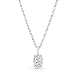 Oval Diamond Solitaire Pendant In A 14k White Gold Fleur De Lis Setting, 2ct. T.w. (hi, Si1-si2)