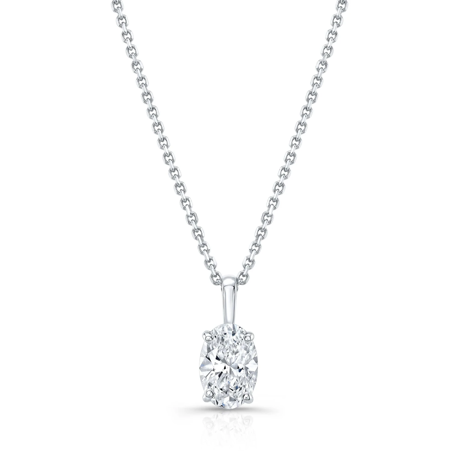 Oval Diamond Solitaire Pendant In A 14k White Gold Fleur De Lis Setting, 3.85ct. T.w. (hi, Si1-si2) 3 Oval Diamond Solitaire Pendant In A 14k White Gold Fleur De Lis Setting, 3.85ct. T.w. (hi, Si1-si2)