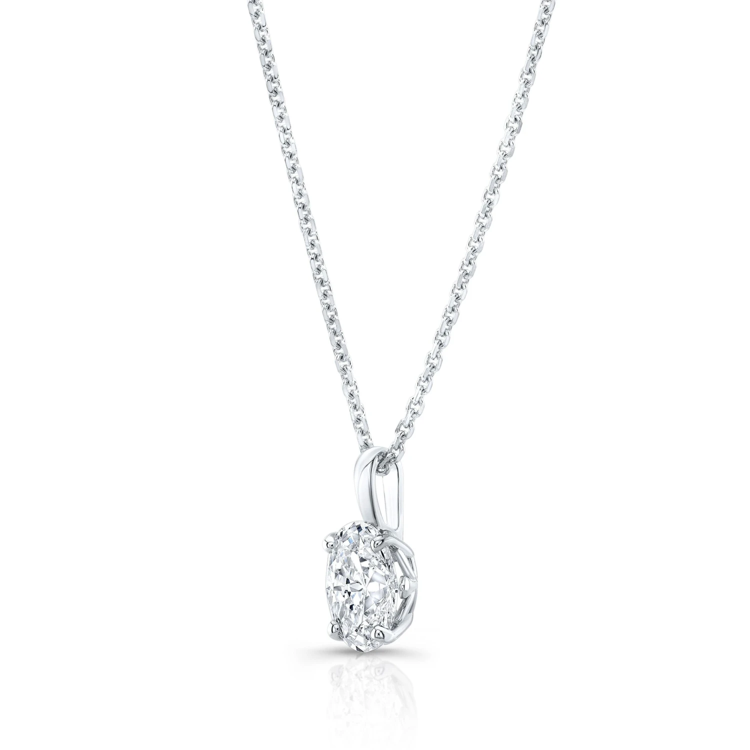 Oval Diamond Solitaire Pendant In A 14k White Gold Fleur De Lis Setting, 3.85ct. T.w. (hi, Si1-si2) 4 Oval Diamond Solitaire Pendant In A 14k White Gold Fleur De Lis Setting, 3.85ct. T.w. (hi, Si1-si2) - Image 2