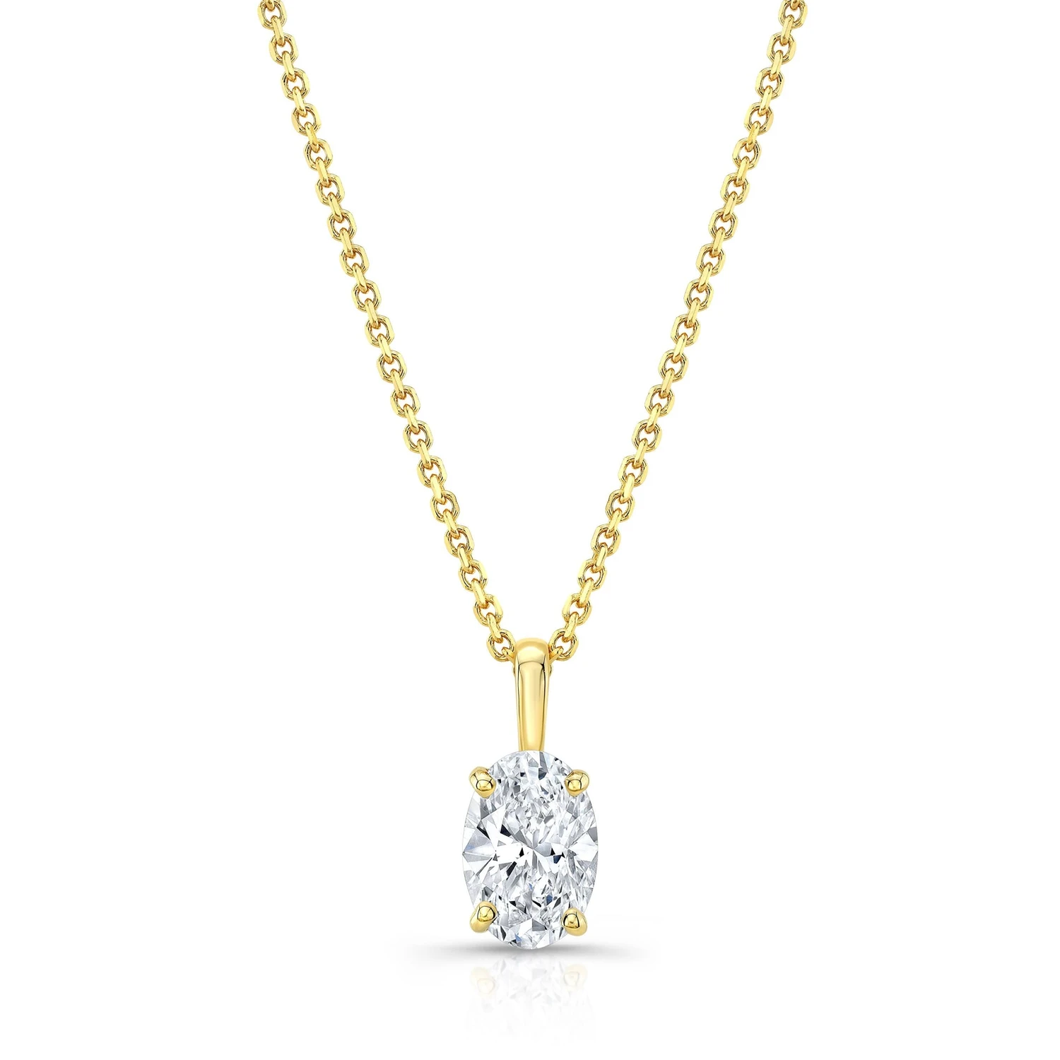 Oval Diamond Solitaire Pendant In A 14k Yellow Gold Fleur De Lis Setting, 1.25ct. T.w. (hi, Si1-si2) 3 Oval Diamond Solitaire Pendant In A 14k Yellow Gold Fleur De Lis Setting, 1.25ct. T.w. (hi, Si1-si2)