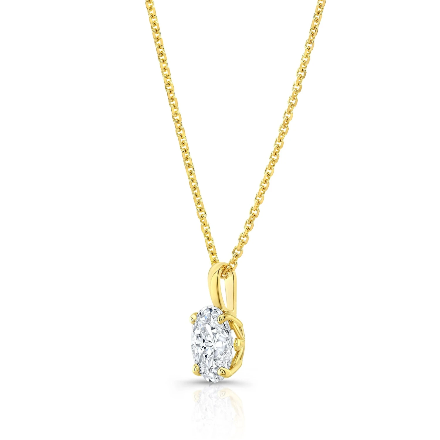 Oval Diamond Solitaire Pendant In A 14k Yellow Gold Fleur De Lis Setting, 1.25ct. T.w. (hi, Si1-si2) 4 Oval Diamond Solitaire Pendant In A 14k Yellow Gold Fleur De Lis Setting, 1.25ct. T.w. (hi, Si1-si2) - Image 2