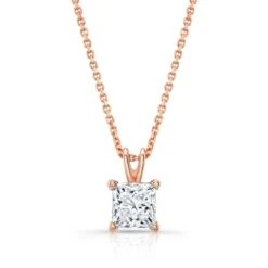 Princess Diamond Solitaire Pendant In A Platinum 4-prong Basket Setting, 2ct. T.w. (hi, Si1-si2)