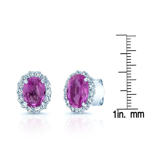 Pink Sapphire And Diamond Earring In 14k White Gold (1/2 Ct. Tw.) 4 Pink Sapphire And Diamond Earring In 14k White Gold (1/2 Ct. Tw.) - Image 2