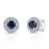 Sapphire And Diamond Double Halo Earrings In 14k White Gold (1/4 Ctw) -Veloura Shop 60870sap