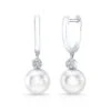 Pearl And Diamond Pave Disk Dangle Earring In 14k White Gold (8.0-8.5mm) -Veloura Shop 61180cpc