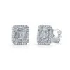 Diamond Baguette And Round Illusion Emerald-cut Halo Earrings In 14k White Gold -Veloura Shop 61194 1