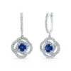 Sapphire And Diamond Round Dangle Earrings With Pave Love Knot Frame In 14k White Gold (5.5mm) -Veloura Shop 61256sac