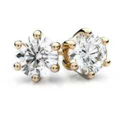14k Yellow Gold 6-prong Round Brilliant Diamond Stud Earrings (0.25 Ct. T.w., Vs1-vs2 Clarity, H-i Color)