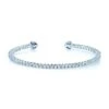 Diamond Open Cuff Bangle With Solid Heart Ends In 18k White Gold (2.90ctw) -Veloura Shop 70033dw4 laying front