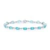 Blue Topaz Oval Half-bezel And Diamond Pave East-west Bracelet In 14k White Gold (6x4mm) -Veloura Shop 70350btc front round