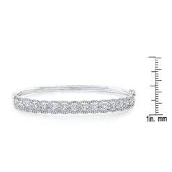 Diamond Scallop Edge Bangle In 14k White Gold - (cloned) -Veloura Shop 70357 front ruler