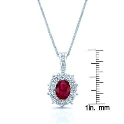 Ruby And Diamond Pendant In 18k White Gold -Veloura Shop 7164ruc 160 ruler