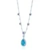 Blue Topaz Multi Gemstone And Diamond Teardrop Double Strand Necklace In 14k White Gold 1/3ctw -Veloura Shop 80076btampt side