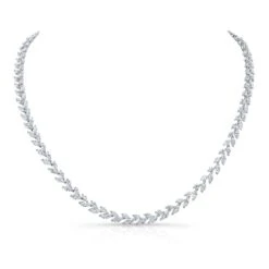 Diamond Laurel Leaf Necklace In 14k White Gold