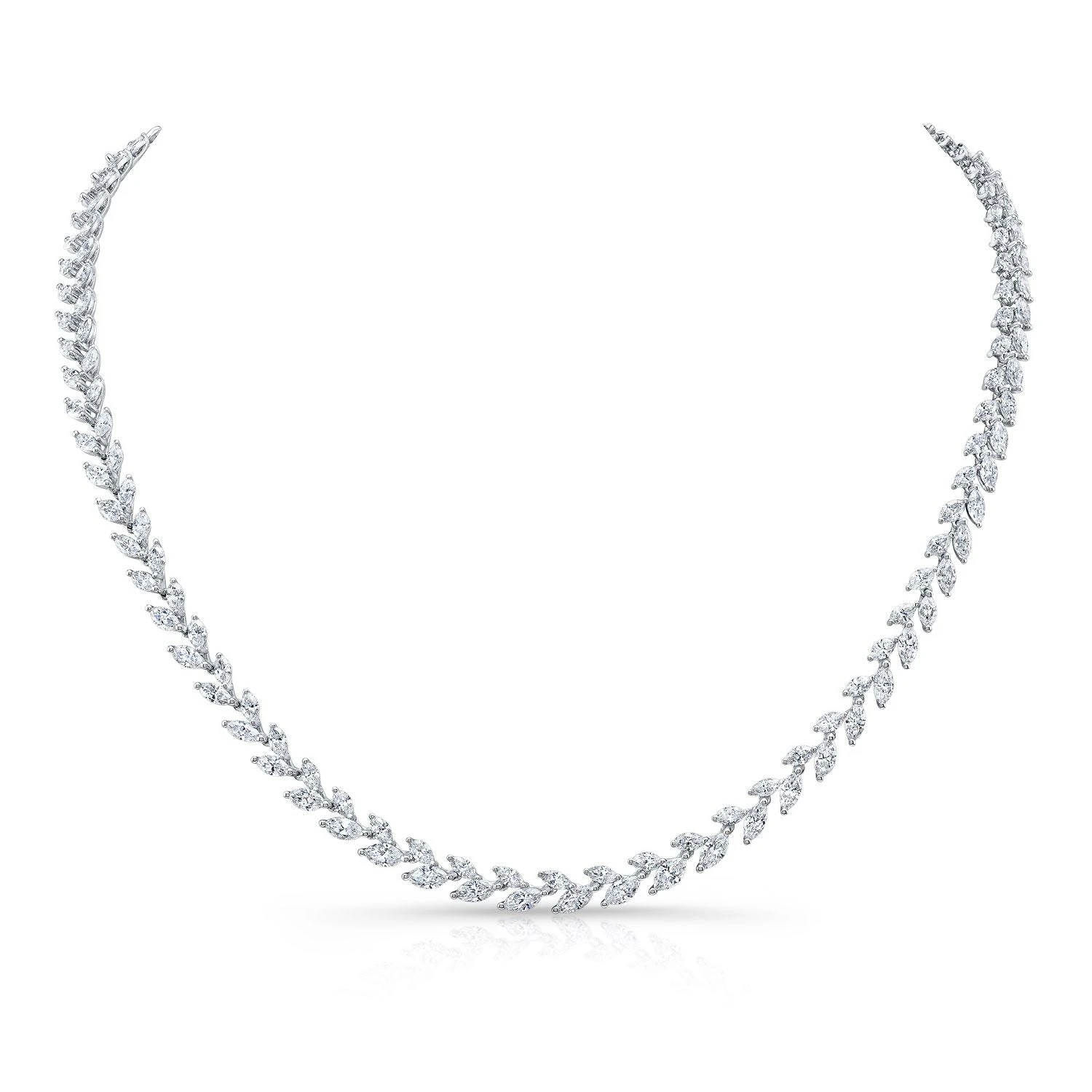 Diamond Laurel Leaf Necklace In 14k White Gold 3 Diamond Laurel Leaf Necklace In 14k White Gold