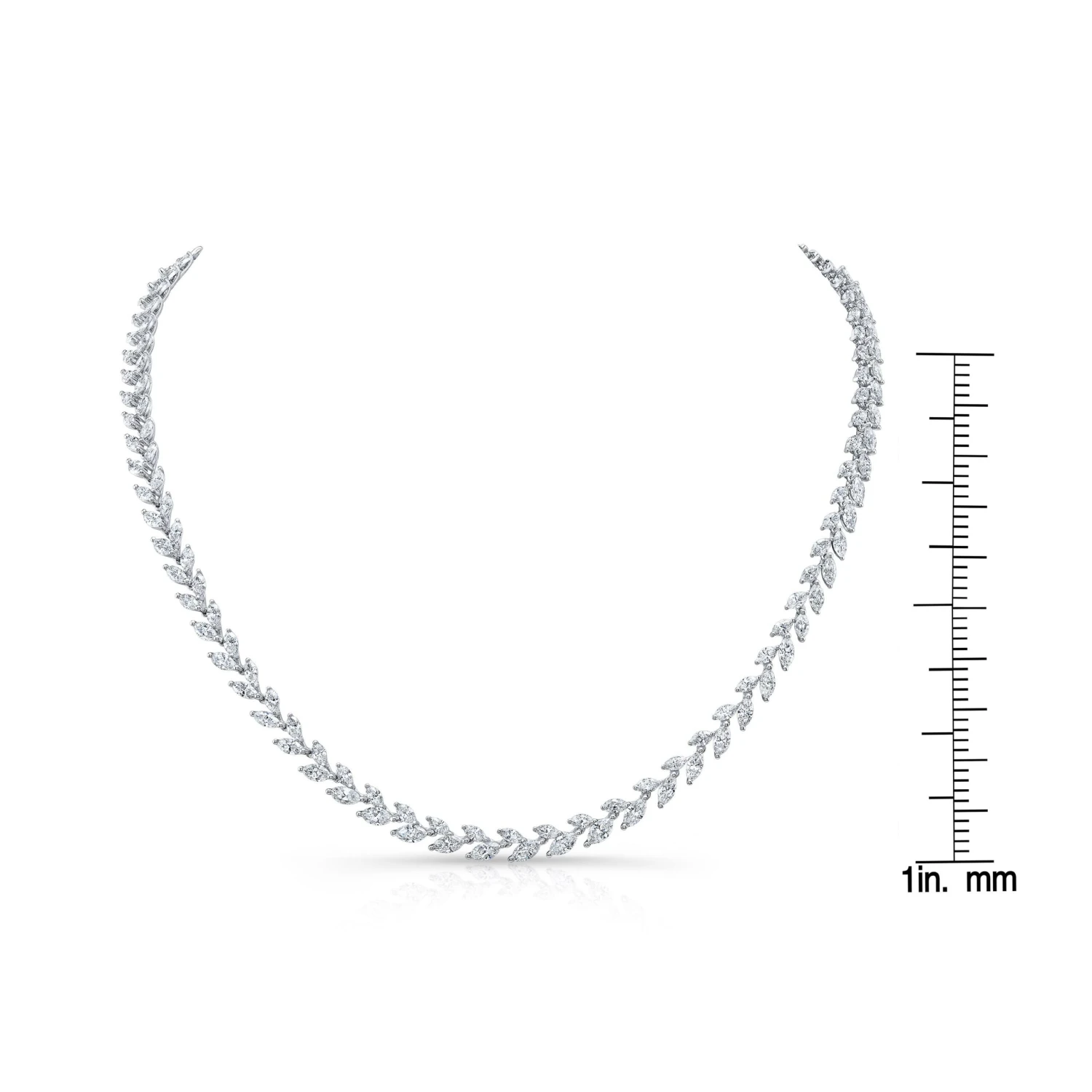 Diamond Laurel Leaf Necklace In 14k White Gold 5 Diamond Laurel Leaf Necklace In 14k White Gold - Image 3