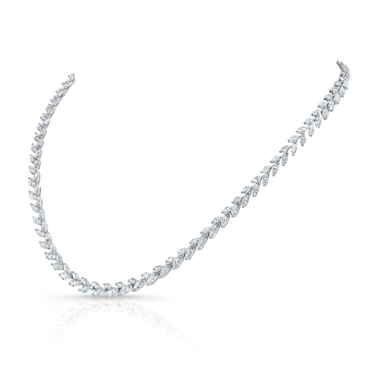 Diamond Laurel Leaf Necklace In 14k White Gold 4 Diamond Laurel Leaf Necklace In 14k White Gold - Image 2
