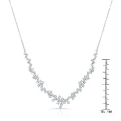 Diamond Prong-set Constellation Necklace In 14k White Gold, 16-18inch Adj Chain -Veloura Shop 80316d3c front ruler