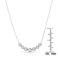 Diamond 7-stone Round Bezel Graduated Necklace With Millgrained Edging In 14k White Gold -Veloura Shop 80362d2c front ruler