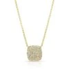 Diamond Pave Rounded Square Disk Necklace In 14k Yellow Gold, 18 Inch -Veloura Shop 80368 front