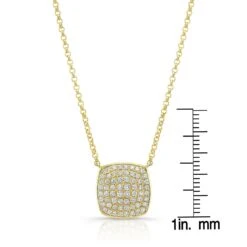 Diamond Pave Rounded Square Disk Necklace In 14k Yellow Gold, 18 Inch 7 Diamond Pave Rounded Square Disk Necklace In 14k Yellow Gold, 18 Inch -Veloura Shop 80368 ruler