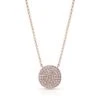 Diamond Pave Round Disk Necklace In 14k Rose Gold, 18 Inch -Veloura Shop 80369 front