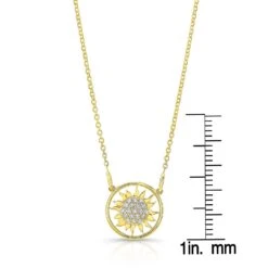 Diamond Sun Necklace With Round Frame In 14k Yellow Gold, 18-inch Chain 7 Diamond Sun Necklace With Round Frame In 14k Yellow Gold, 18-inch Chain -Veloura Shop 80381d3c front ruler 2