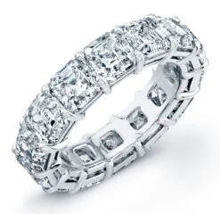 Custom Made Asscher Diamond Eternity Band In Platinum, 3.30 Carat Weight,Size 6.5