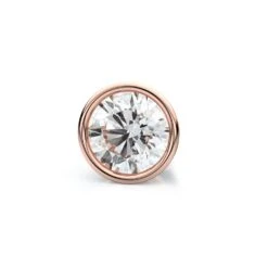 14k Rose Gold Bezel Round Diamond Single Stud Earring 0.37ctw (4.5mm Ea), H-i Color, Si Clarity